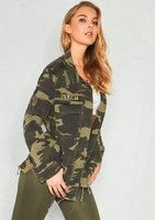 Koula Khaki Camo Button Up Jacket