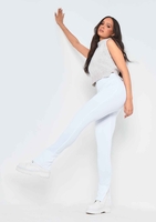 Kourtney White Plain Inside Split Trousers