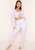 Laisha Lilac Plain High Waisted Side Split Trousers
