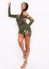 Lalie Khaki Cut Out Tie Mini Dress