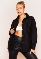 Lana Black Pocket Front Shacket