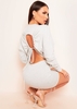 Larsa Grey Ruched Sleeve Cut Out Jumper Dress
