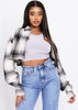 Lauren Beige Checked Button Through Cropped Shacket