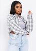 Lauren Cream Checked Button Through Cropped Shacket