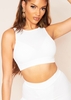 Laverne Ivory Ribbed Racer Crop Top