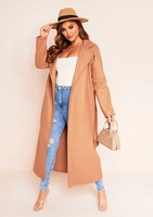 Layla Camel Long Belted Formal Coat
