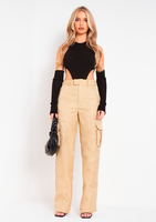Layna Black Rib Knitted High Leg Bodysuit With Sleeves