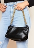 Leah Black Chunky Chain Detail Scrunch Bag