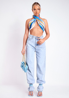 Leia Blue Print Scarf Top