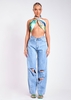 Leia Green Print Scarf Top