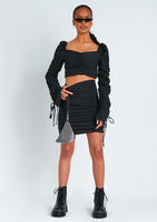 Lela Black Ruched Crop Top