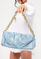Leyla Blue Chunky Chain Detail Scrunch Bag