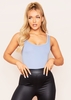 Lia Blue Scoop Neck Plunge Bodysuit