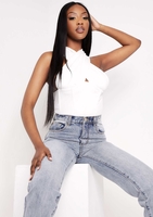 Lia White Halterneck Cross Over Corset Top