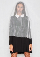 Lilith White Netted Veil Headband