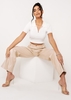 Lilly Cream Ribbed Capped Sleeve Zip Crop Top