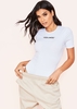 Lilly White Feelings Slogan Ribbed T-Shirt Bodysuit