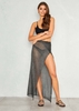 Lin Black Metallic Split Maxi Skirt
