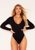 Lisa Black Long Sleeve Plunge Bodysuit