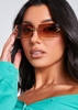 Liyah Brown Frameless Rectangle Sunglasses