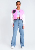 Lorena Pink Varsity Bomber Jacket