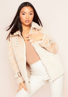Louisa Cream Faux Fur Aviator Jacket