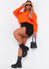 Luana Orange Cropped Knitted Crew Neck Jumper