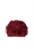 Luci Wine Faux Fur Chain Shoulder Bag