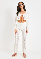 Lucille Cream Laddered Knitted Tie Front Cardigan