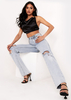 Lucy Black Satin Ruched Side Cross Strap Crop Top