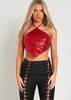 Luna Red Sequin Halter Neck Tie Top