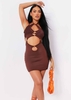Maci Chocolate Cut Out Mesh Mini Dress