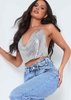Macie Silver Chain Mail Crop Top