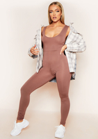 Maddison Mocha Scoop Neck Vest Jumpsuit