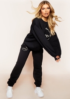 Madison Black Slogan Casual Joggers