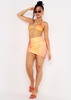 Maeva Orange Dipped Waist Ruched Mini Skirt
