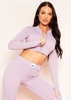 Malin Mauve Missy Sport Tab Logo Thick Gym Long Sleeve Crop Jacket