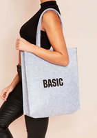 Manon Grey Slogan Basic Tote Bag