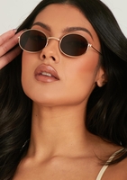 Maren Brown Round Gold Frame Sunglasses
