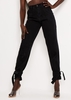 Margot Black Wash Denim Tie Ankle Mom Jeans