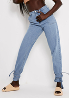 Margot Light Wash Denim Tie Ankle Mom Jeans