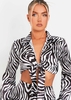 Marianna Zebra Satin Tie Front Cropped Shirt Co-Ord