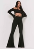 Marie Black Tie Waist Detail Flared Trousers