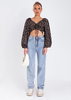 Marla Floral Print Ruched Balloon Sleeve Cropped Blouse