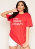 Maya Red Nice Or Naughty Christmas Slogan T-Shirt