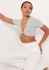 Maya Sage Slinky Twist Front Crop Top