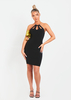 Meg Black Chain Neck Double Layer Mini Dress