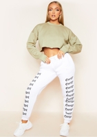 Melila White and Black Angel Energy Slogan Joggers