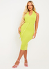 Melody Lime Knit Halter Neck Midi Dress