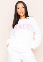 Mila White Yale Slogan Oversized Sweatshirt